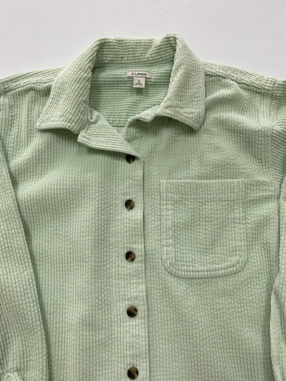 L.L. Bean Mint Green Textured Corduroy Button Down Shirt S Small - Picture 3 of 6